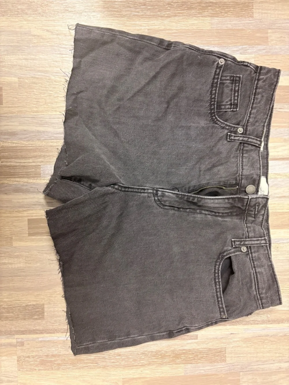 Black denim shorts